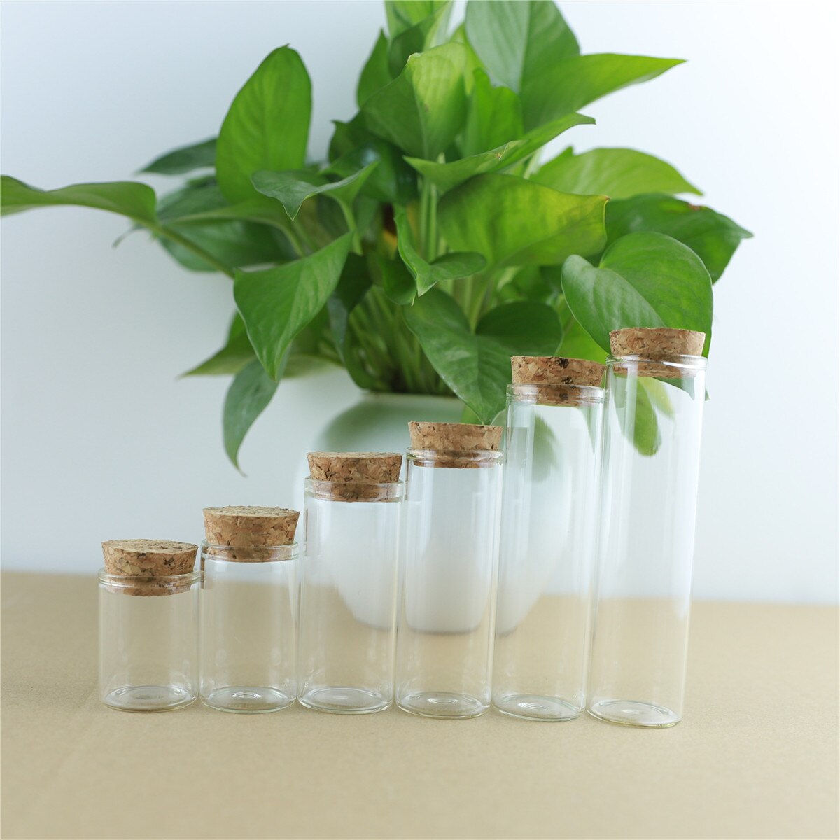 24pcs/Lot Tiny Cork In Vitro Thick Glass Bottles Wishing Bottle Glass Cork Stopper Jars Storage Souvenir Container