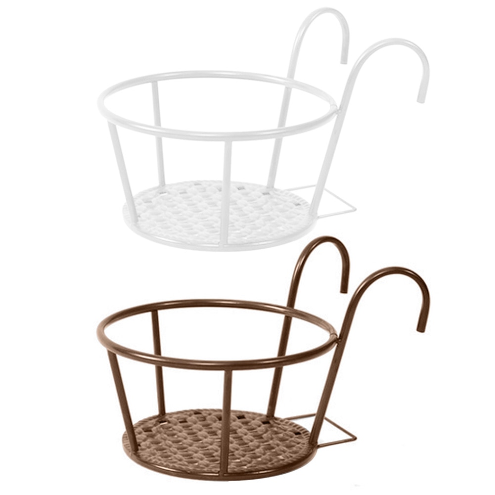 Varanda pendurado planta racks varanda redonda flor pote rack trilhos cerca janela ao ar livre ferro bonsai suporte decoração do navio da gota