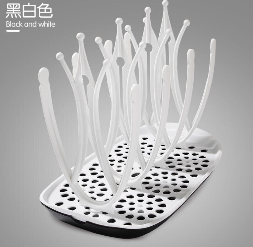 Secador de biberones para bebé, estante de secado de biberones sin BPA, soporte para biberones, escurridor, taza secadora: Black And White