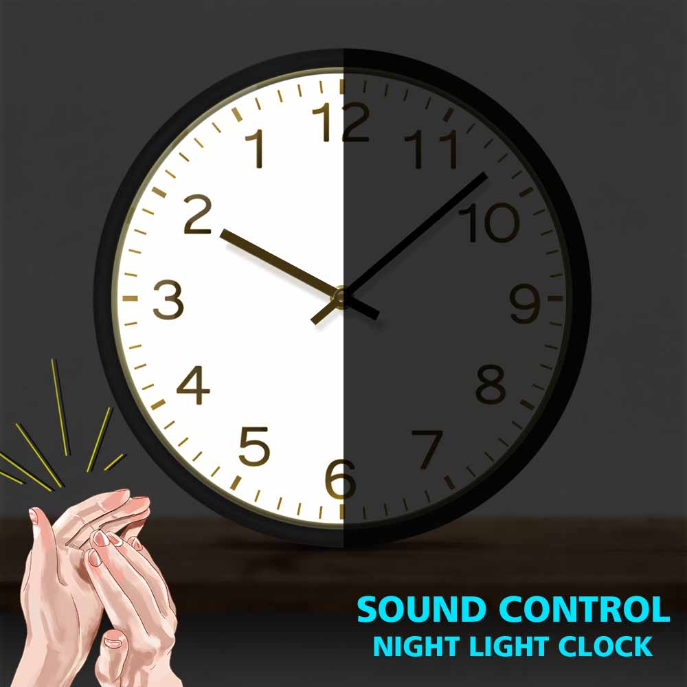 Run Backwards Sound Control Night Light Clock Anticlockwise Reverse Anti Wall Clock Home Decor Timepieces Run Counter Wall Watch