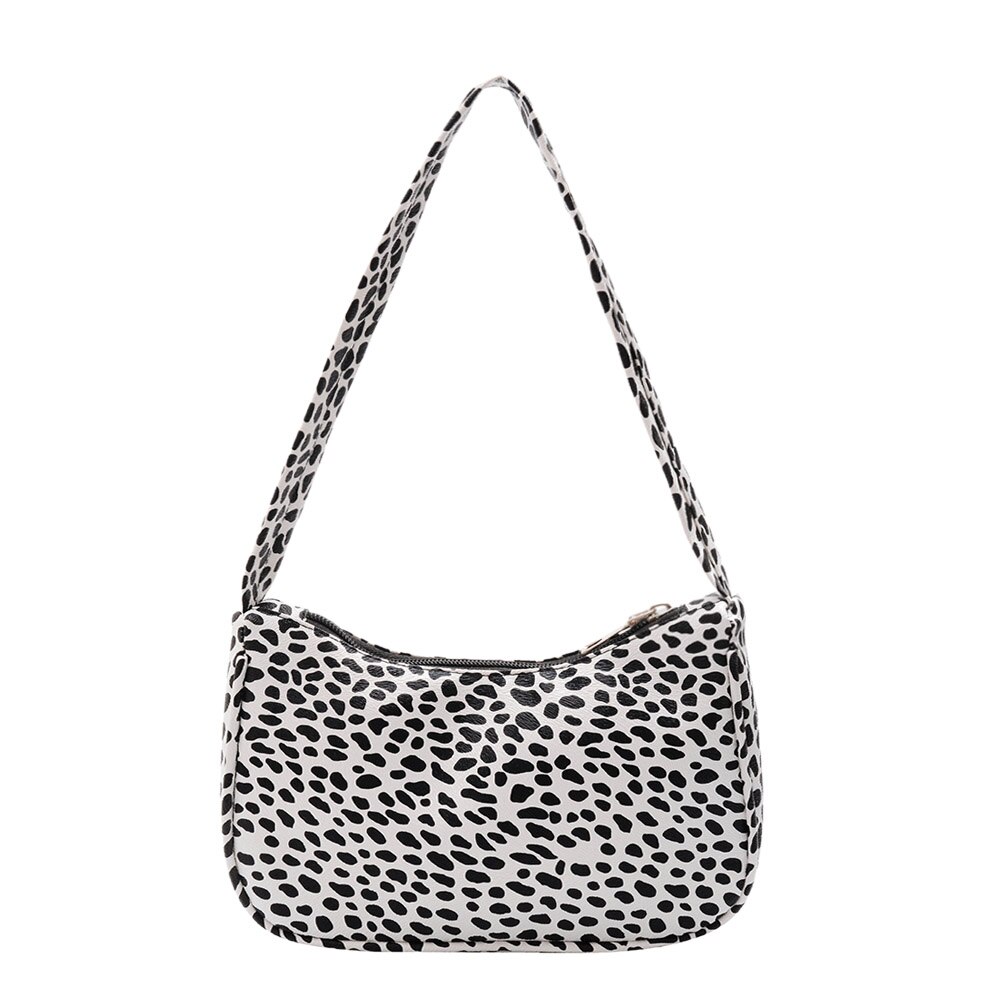 Vrouwen handtas met koeienmelkprint, dames casual schoudertassen, populaire eenvoudige dagelijkse tas voor dames: Stijl 2 zwart