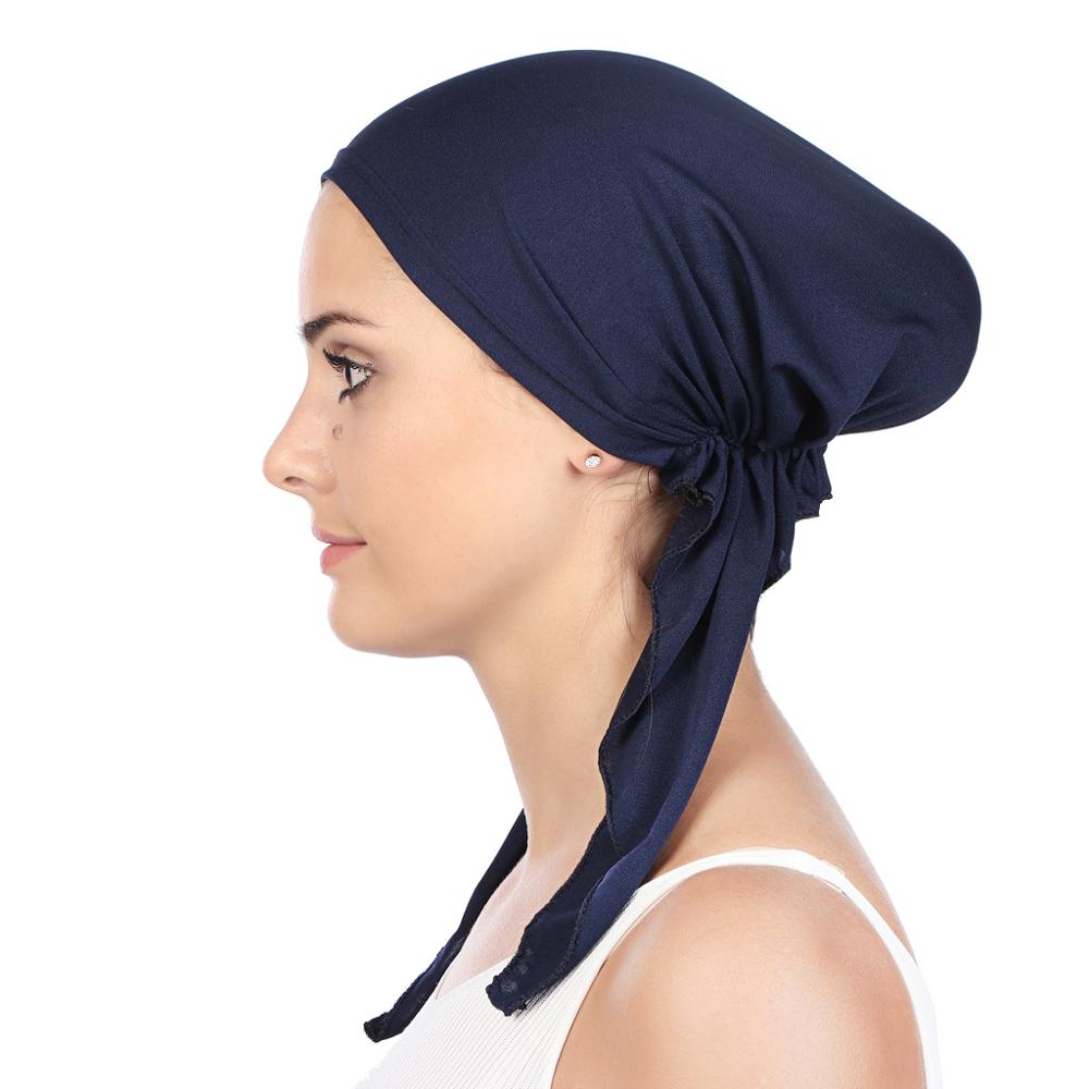 Gorro de hijab musulmán para mujer, pañuelo árabe para la cabeza, listo para usar, turbante, color sólido