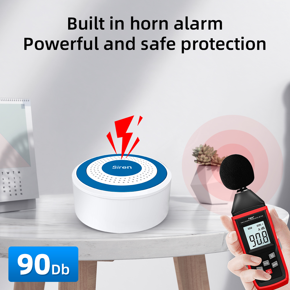 Indoor Strobe Siren 433MHZ Light Siren Mini Standalone Strobe Siren Home Security Sound Alarm System With PIR Door Sensor