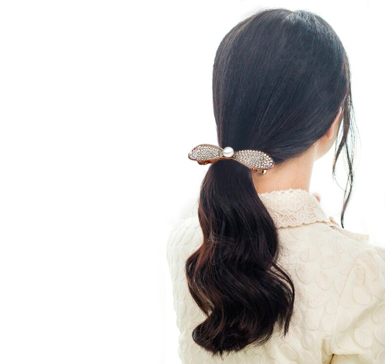 Pearl Hair Claw Clip - 9-10mm Freshwater Pearls - Sterling Silver - Classic Round Design for Women