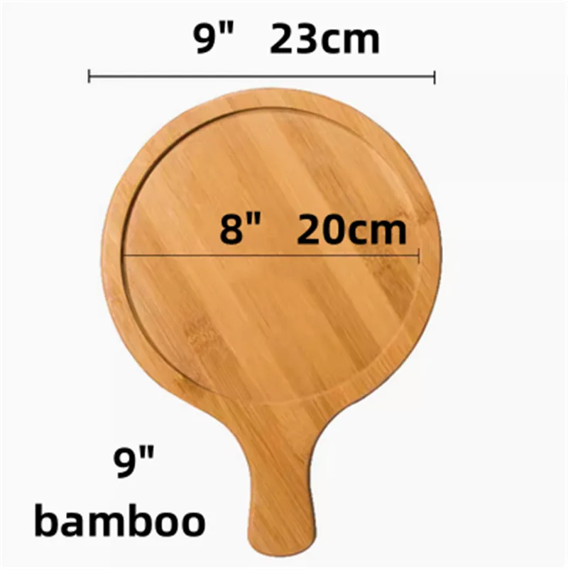 Wooden Pizza board Round with Hand Pan Baking Tray Stone Cutting Board Platter Pizza Bamboo Cake Bakeware Tools rejilla para: Chocolate