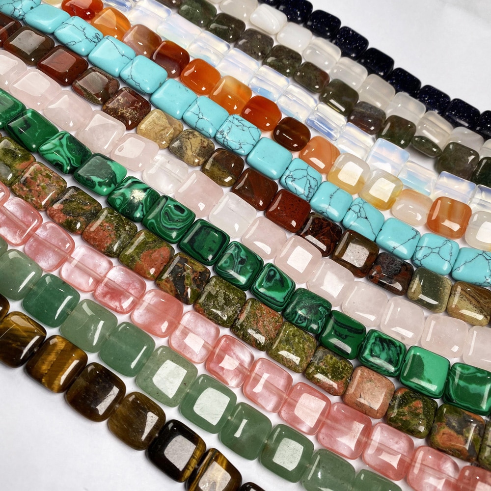 Natural Stone Square shape Loose Beads Crystal Semifinished String Bead for Jewelry Making DIY Bracelet Necklace Accessories