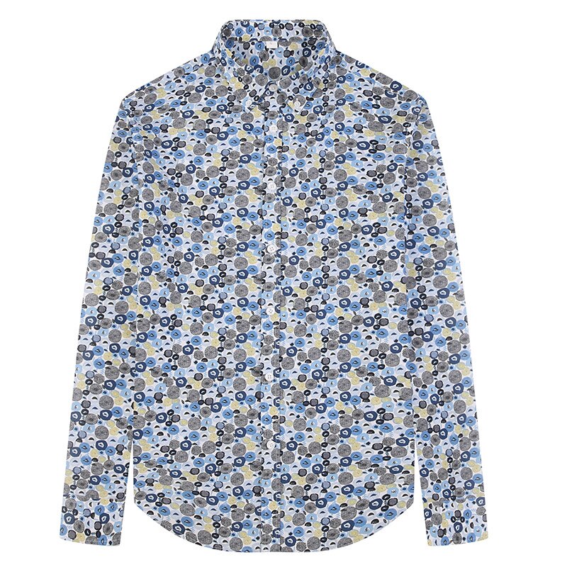 Mannen Gedrukt Lange Mouwen Casual Shirt 100% Katoen Mannelijke Sociale Overhemd