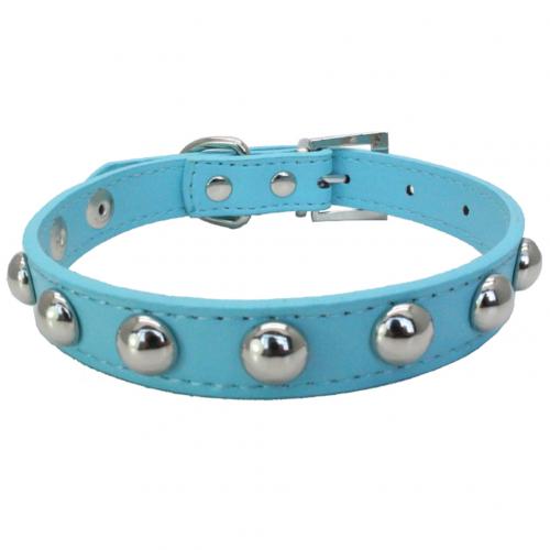 Pet Dog Collar Faux Leather Adjustable Safety Buckle Soft Kitten Neck Strap: Blue / XS