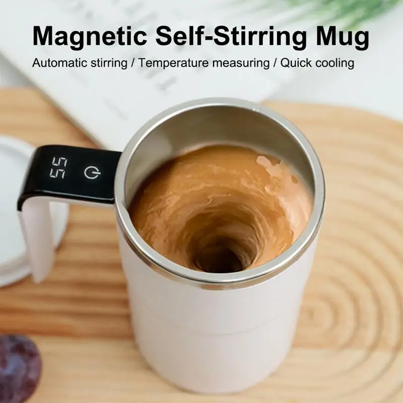 Automatic Stirring Magnetic Mug Rechargeable Stirring Coffee Cup with LCD Display Electric Stirring Cup Lazy Rotating Cup Tazos