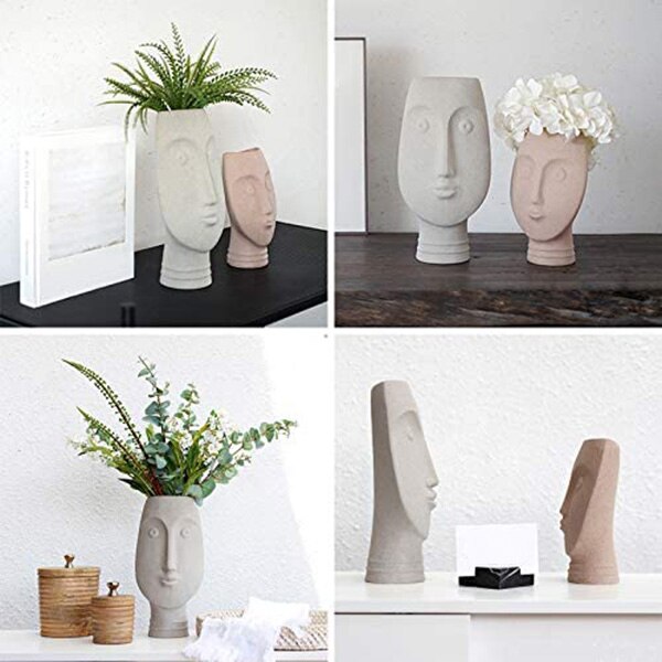 Indoor Outdoor Head Planter Pot Clay Succulent Planter Vase Greek Statue Planter Urn Home Garden Decor Sculpture