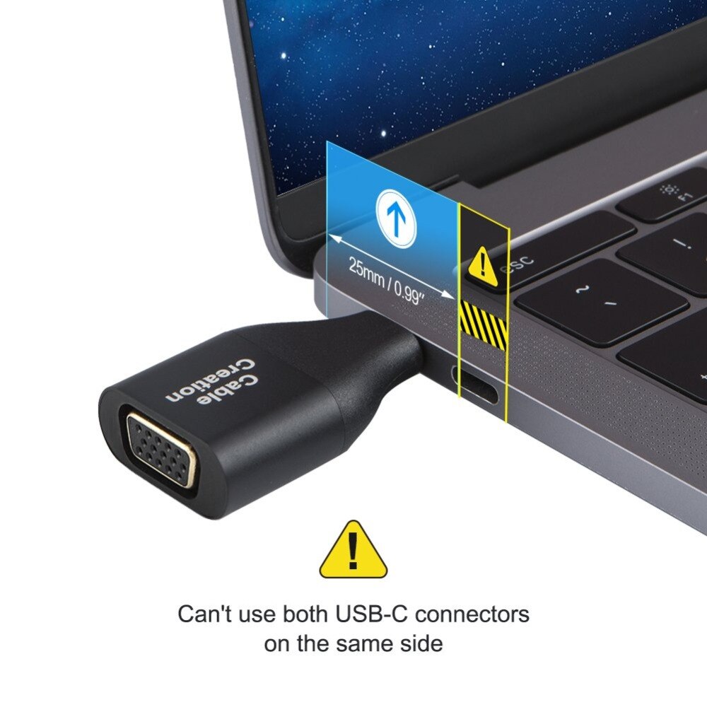USB-C to VGA, Type C (Compatible Thunderbolt 3) to VGA Adapter, Compatible MacBook Pro/MacBook Air /iMac