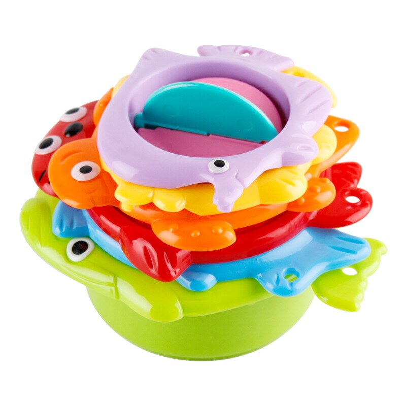 6 stks/set Baby Float Water Stapelen Cups Klassieke Bad Speelgoed Zwemmen Educatief Speelgoed voor Kinderen Plastic Fish Animal voor Badkamer
