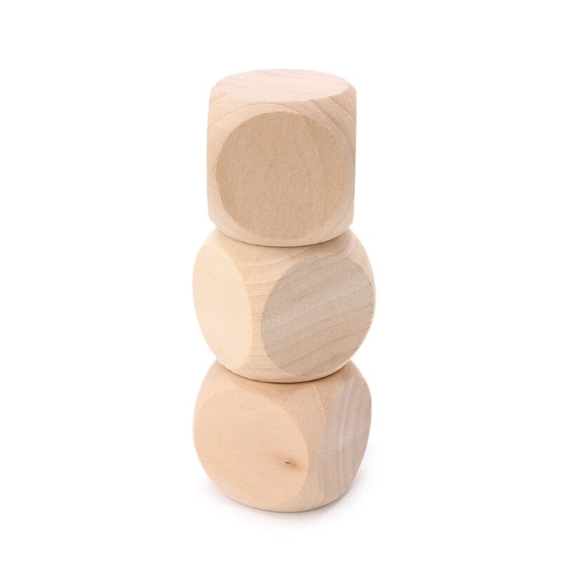 1pc 6 Zijdig 40mm Blank Hout Dobbelstenen Kid Speelgoed Afdrukken Graveren Schrijven Schilderen DIY Familie Spel