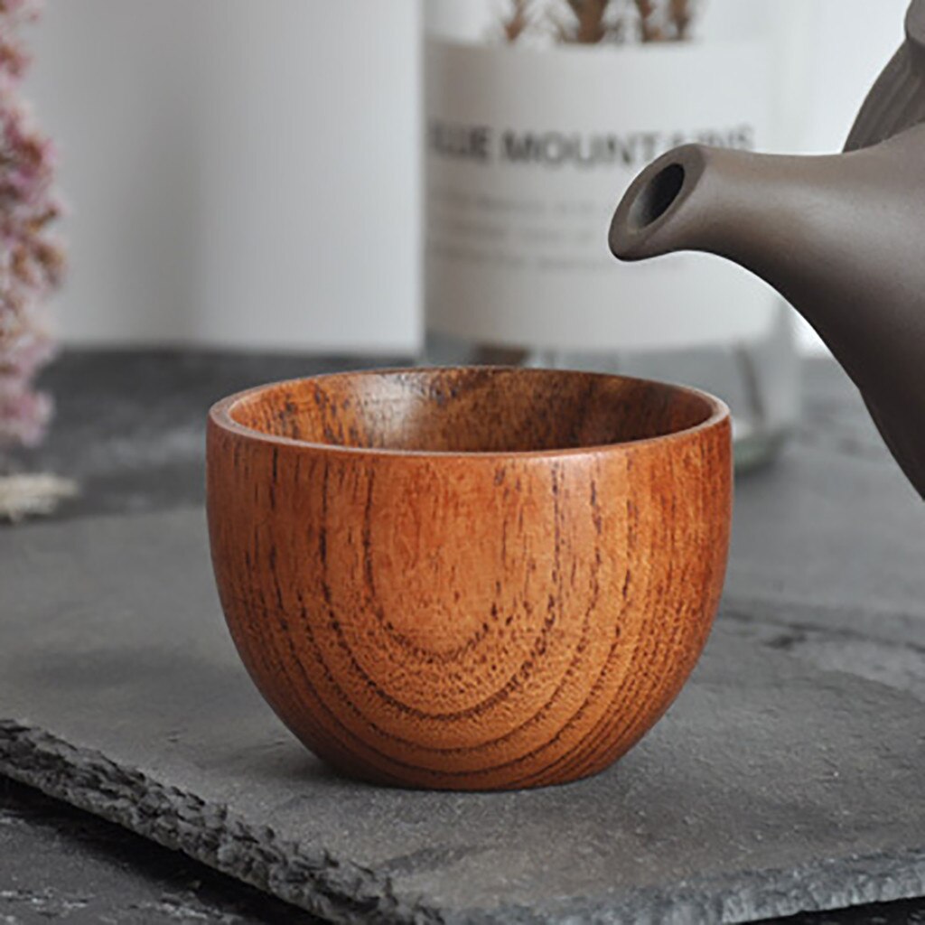 Handmade Natural Solid Wood Tea Cups Circular Contracted Multi-function Wooden Wine Coffee Water Beer Mug Drinking Cup