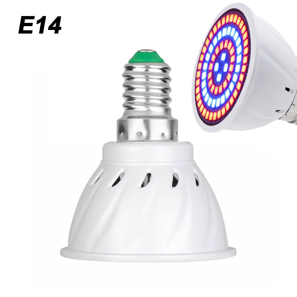 LED Plant Grow Light Bulb E26 E27 E14 MR16 GU10 B22 48LEDs-300LEDs for Flowers Vegetables Greenhouse Hydroponic Growing D30: E14 / 48LEDs 220V