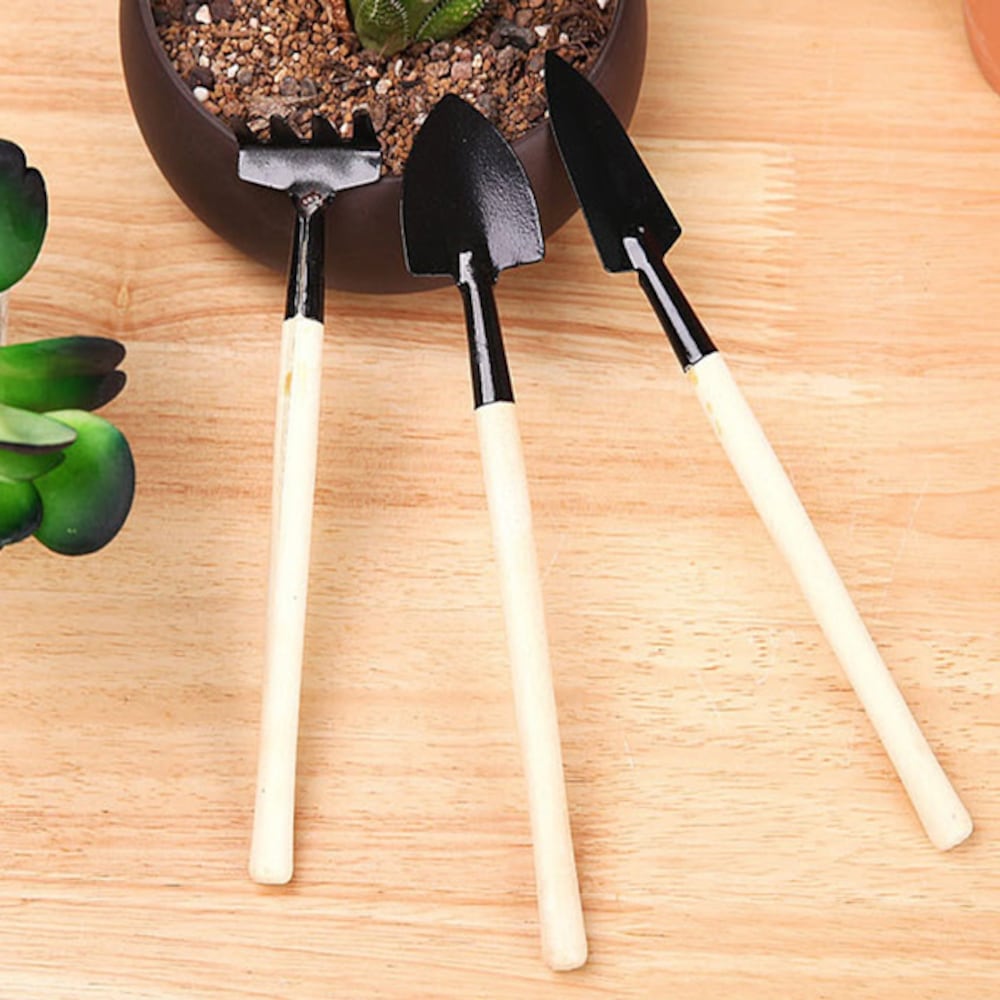 Neue Aus Holz Griff Haushalt Garten Schaufel Rechen 3-teilig Topf Blumen Pflege Mini Gärtner einstellen Freies