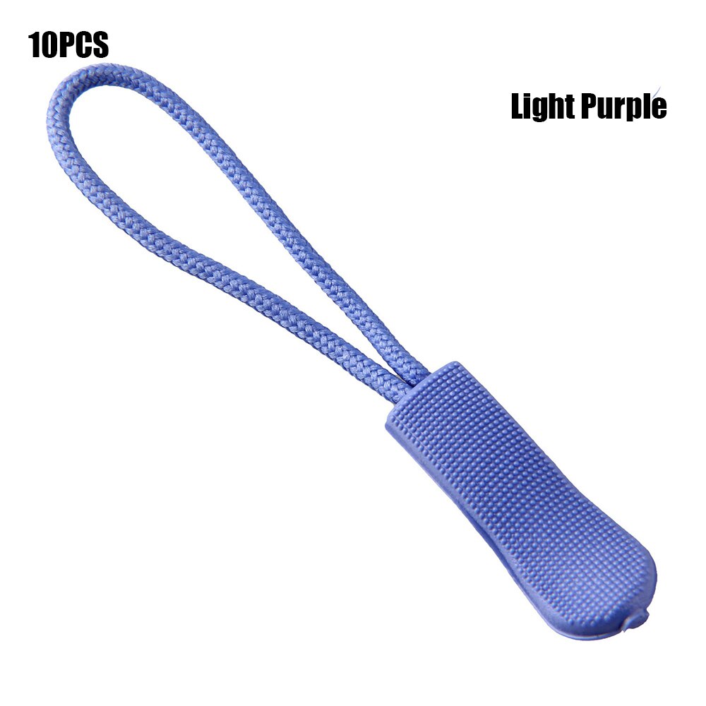 10 Pcs Zipper Pull Puller End Fit Rope Tag Fixer Zip Cord Tab Replacement Clip Broken Buckle Travel Bag Suitcase Tent Backpack: Light Purple