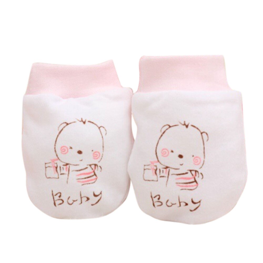 1 Pairs Toddler Cute Cartoon Bear Print Baby Infant Boys Girls Anti Scratch Mittens Soft Gloves Baby Kids Gloves Варежки Детские: Pink