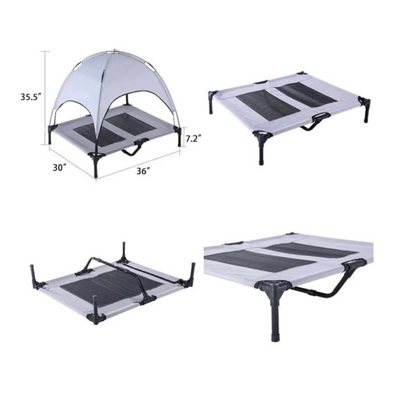 Outdoor Dog Bed with Canopy Elevated Dog Bed with Removable Canopy Shade Outside Portable Cooling Raised Pet Cot 3 Sizes