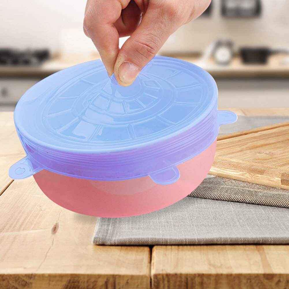 12Pcs Reusable Food Packaging Cover Silicon Food Fresh-Keep Sealing Cap Vacuum Stretch Kitchen Silicone Cover