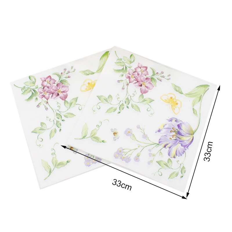 100 Pcs Printed Feature Flower Pattern Paper Napkins For Event & Party Decoration Tissue Paper Towels Daily Necessities