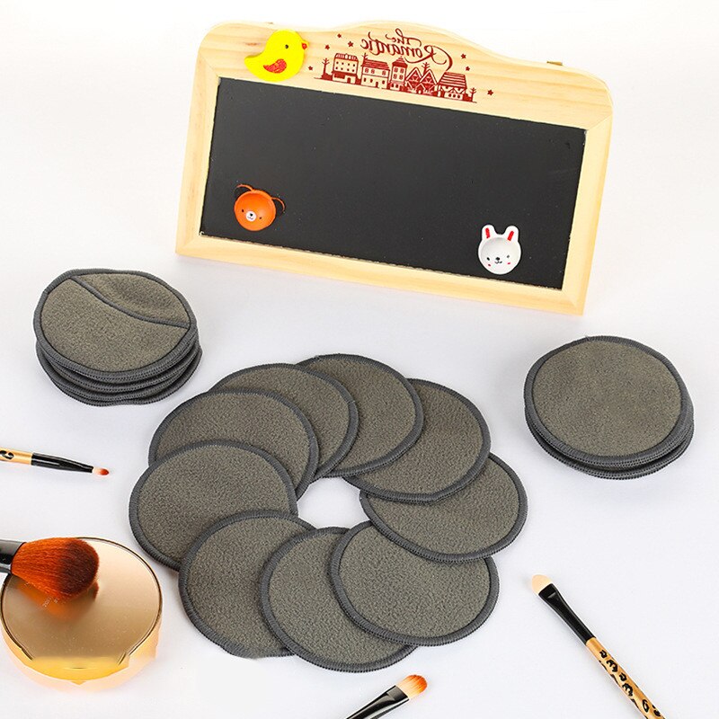 12PCS/SET Reusable Bamboo Fiber Washable Rounds Pads Makeup Removal Pads Cotton Facial Cleansing Face Wipes for Eye Mascara
