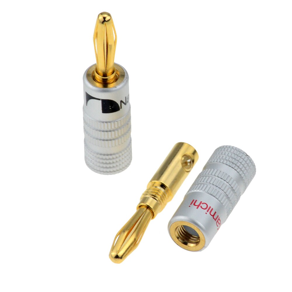 1pc nakamichi bananstik 24k guldbelagt kobber bfa 4mm bananstik hanhøjttalerstik sort&rød