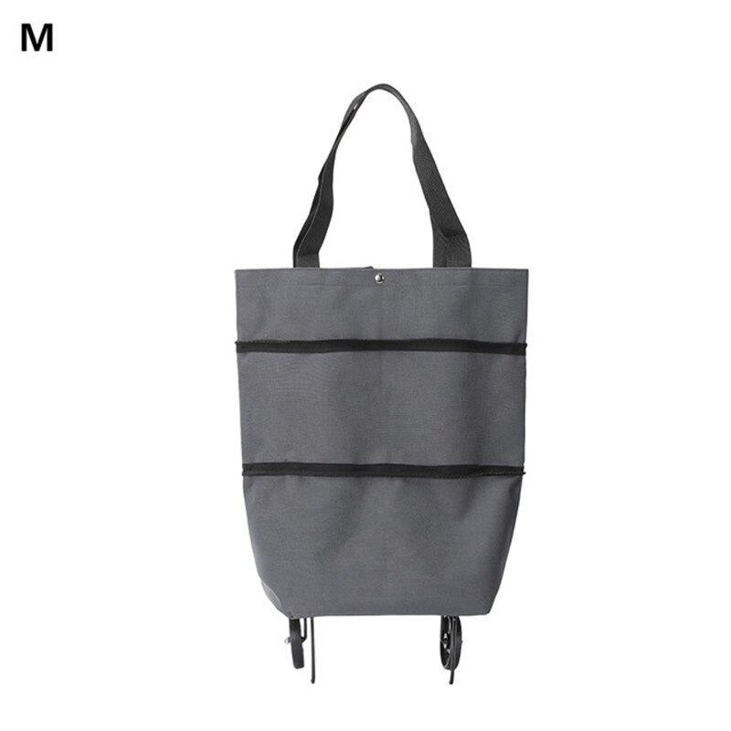 Oxford Folding Shopping Bag Shopping Cart Wheels Bag Small Pull Cart Women's Buy Vegetables Bag Shopping Organizer Tug Package: Gray M