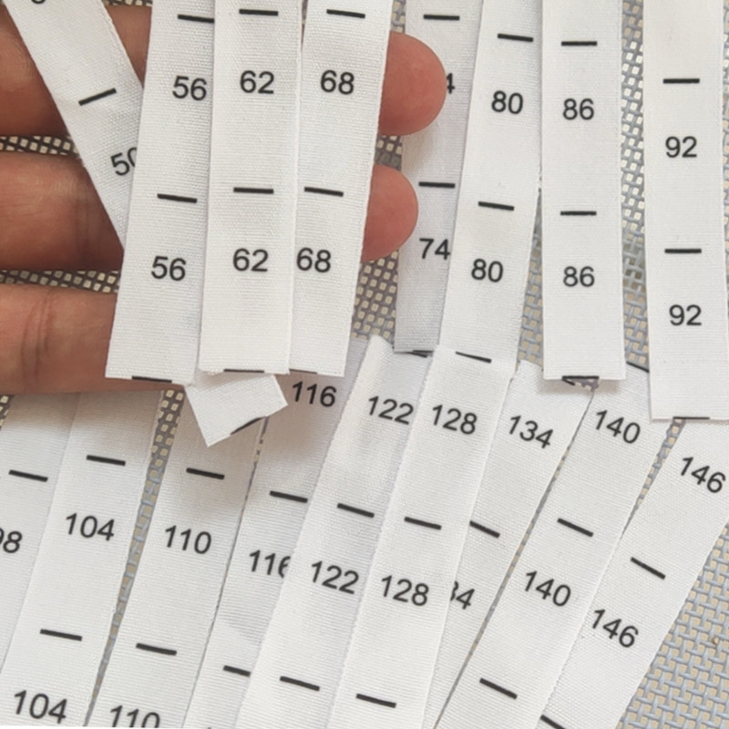 50 stuks Wit katoen Dubbele Maat Label voor volwassen XS/S S/M M/L L/XL XL/2XL Print Doek Maat Etiketten