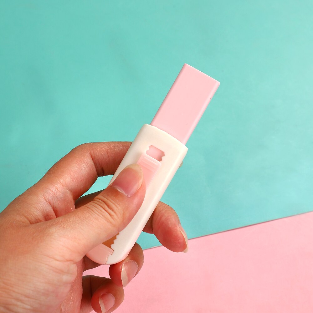 -Borrador retráctil de macarrón de alta capacidad, pintura de dibujo , suministros escolares Kawaii