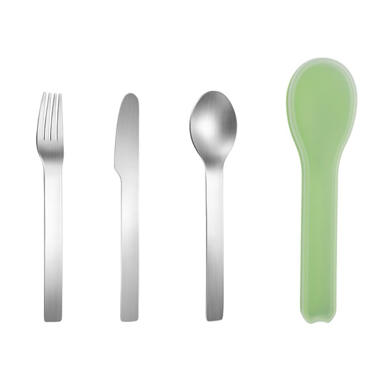 Travel Cutleries with Portable Cutlery Box Stainless Steel Knife Fork Spoon Sets: Green