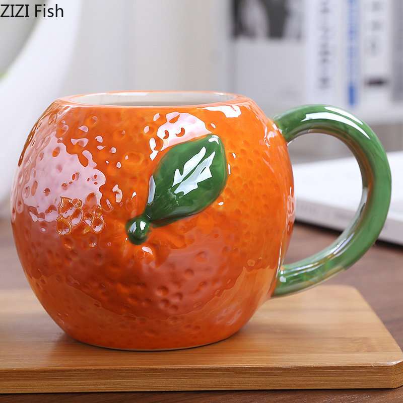 Taza de cerámica de fruta colorida creativa, taza de piña y fresas, fruta de dibujos animados, taza de leche para desayuno para niños, tazas de café