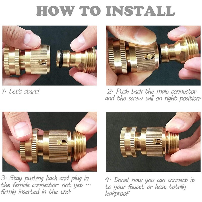 Snelkoppeling Voor Tuinslang Messing Connector Voor Snelkoppeling Voor Tuinslang 3/4 Inch Waterslang Aansluitingen (2sets)