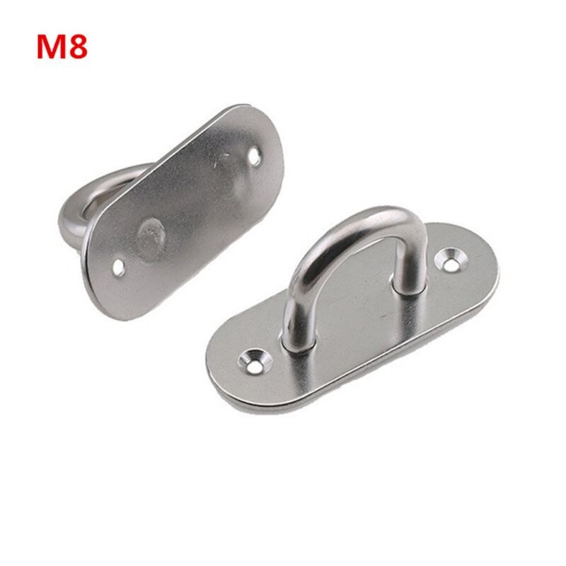 2pcs 304 Stainless Steel Oval Pad Eye Plate Marine Hardware U-shaped Hook Loop: M8