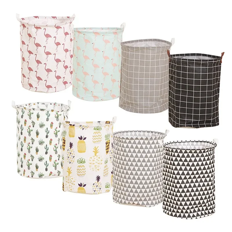 Organizer Canvas Laundry Basket Waterproof Large Capacity Laundry Hamper Dirty Clothes Storage Basket Toy Home Storage Bin 45x35