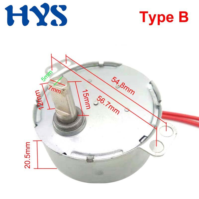 Mini Moor-moteur synchrone 4W, 220V, 110V, 5V, 6V, 9V, 12V, 24V, 0.9/1.7/2.4/10/70 tr/min, réducteur à œufs, ventilateur, TYC-50