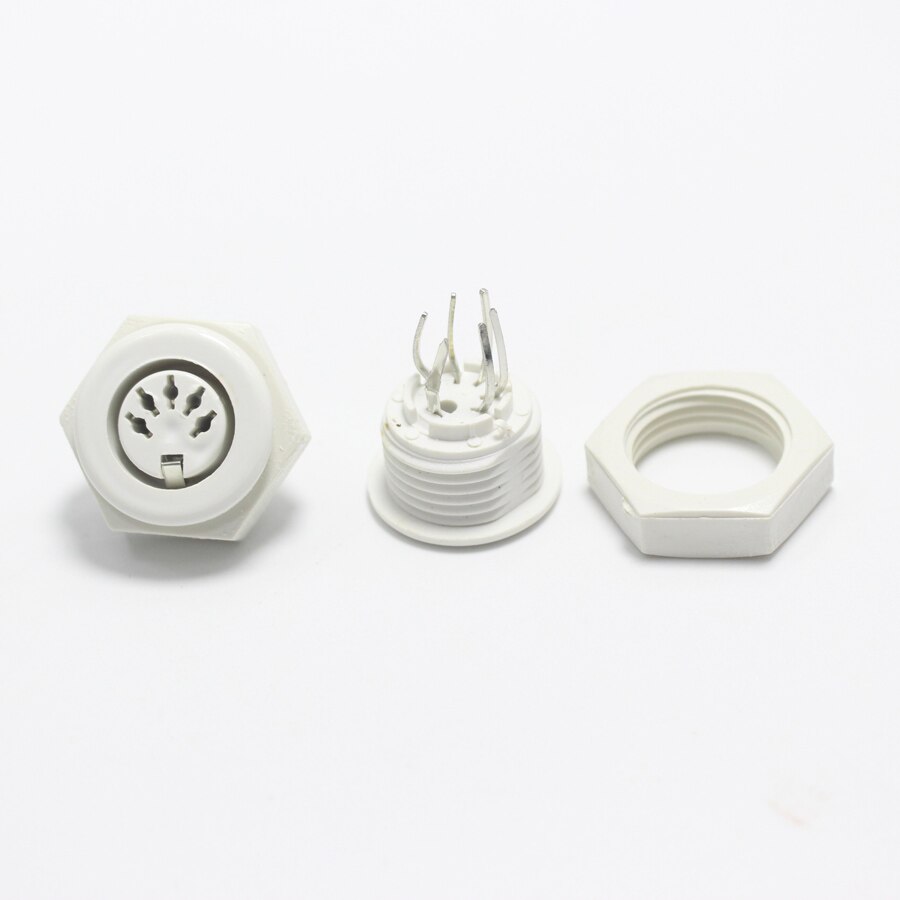 1 stk din 5 -pin hunstik kabel stik adapter panel montering lodde chassis stik forniklet hvid grå sort