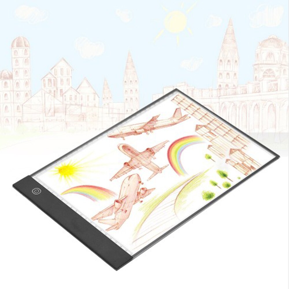 A4 Ultra-Thin Light Box LED Eye-protecting Tracing Light Pad with Scaled Panel Holder Clamp Stepless Dimness USB Cable