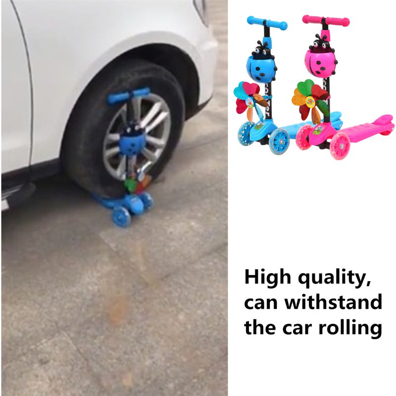 Vindmølle mariehøne scooter foldbar og justerbar højde lænet til at styre 3 hjul scootere til småbørn drenge piger i alderen 3-8