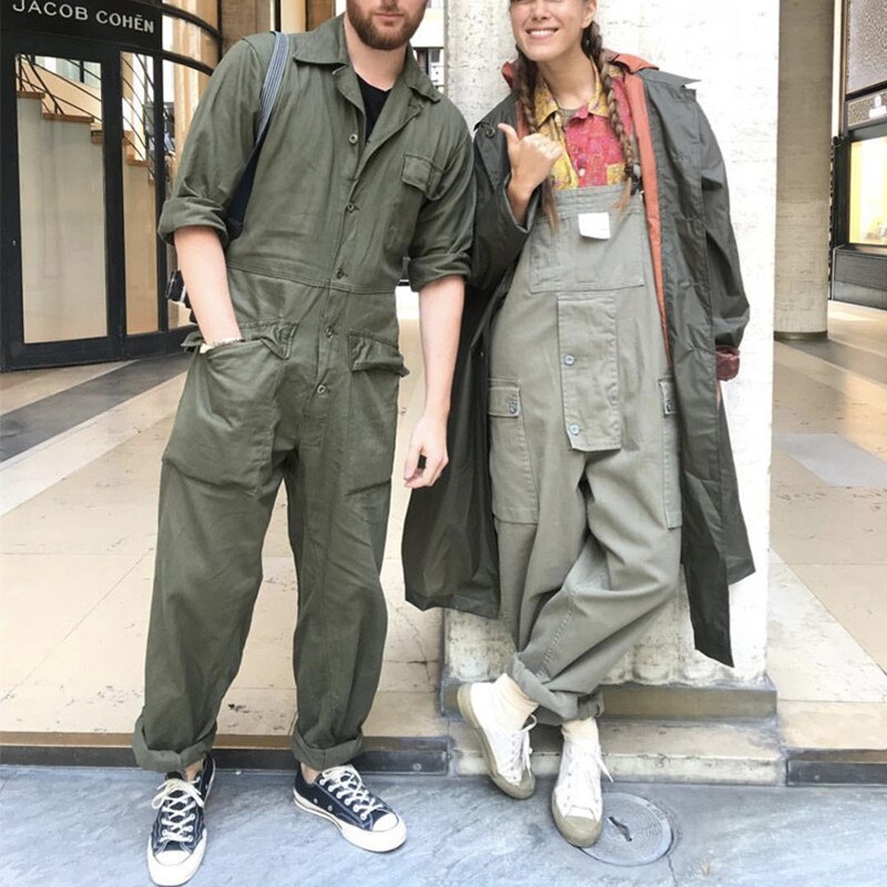 Amekaji-monos siameses Vintage para hombre, mono informal de una pieza, pantalones holgados de