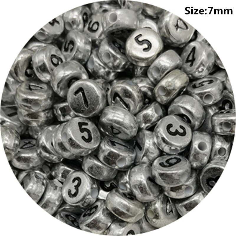 100 stk 7mm blandede 0-9 numre akryl perler nummer spacer perler til smykkefremstilling diy håndlavet armbånd halskæde: 04