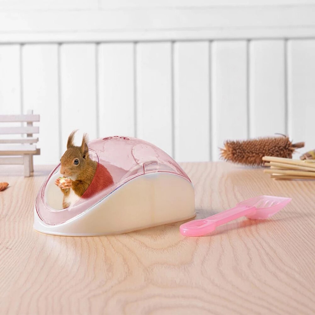 Litière en plastique pour animaux domestiques, Hamster, souris, bain de sable, Sauna, boîte de toilette avec pelle, toilettes pour animaux de compagnie
