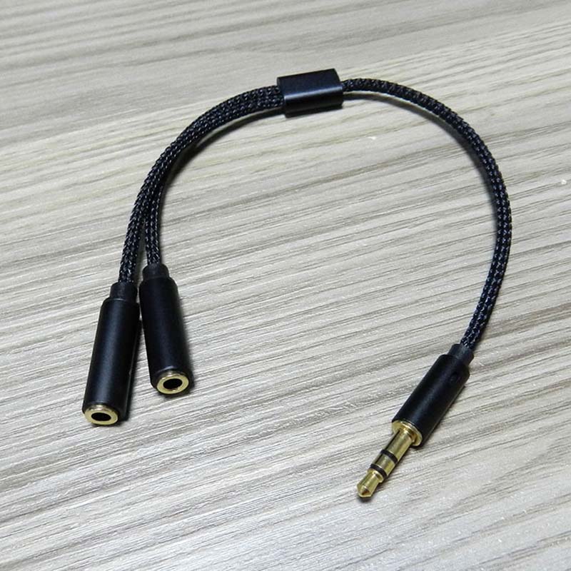 Divisor de Audio de 3,5mm Y Jack 1 macho a 2 hembra M/F adaptador de conector de auriculares estéreo de 3,5mm accesorios para auriculares: Negro