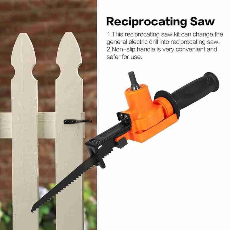 1 Set Reciprocating Saw Attachment Adapter Change Electric Drill Into Reciprocating Saw For Wood Metal Cutting