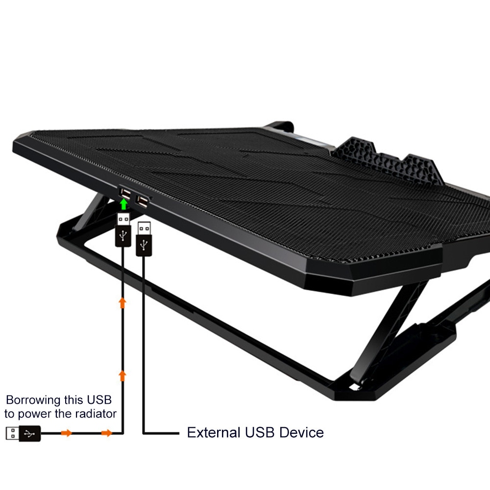 Adjustable Metal mesh Laptop Desk Ergonomic Portable TV Bed Lapdesk Tray PC Table Stand Notebook Stand With 2 USB 6 Cooling Fans