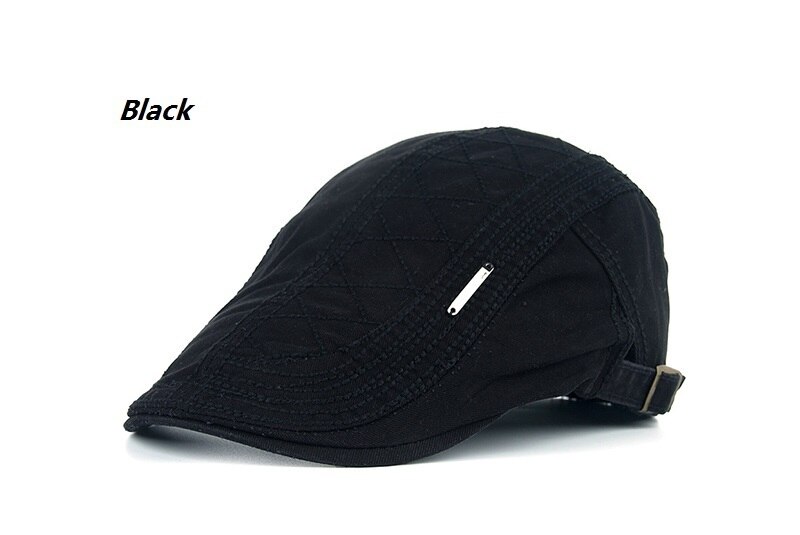 JAMONT algodón boina sombrero para hombres Vintage Baret gorra boina Francesa irlandés boinas mujeres huesos gorra plana masculina gorra para hombres: Black