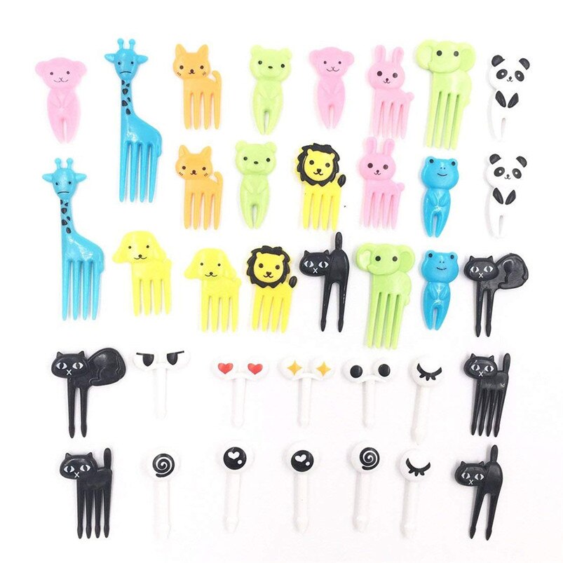 36Pcs Lovely Animal Food Fruit Forks Snack Dessert Forks Food Picks Bento Accessories Kitchen Utensils Lunch Decor 30DEC04: Default Title