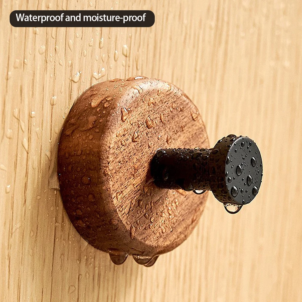 Wall Walnut Wood Hooks Self-adhesive Key Towel Hanger Rack Bathroom Robe Hangers Towel Coat Storage Holder Kitchen Hooks