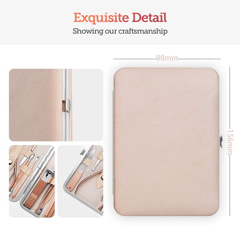7/10/12/15/18Pcs/Set Nail Kit Set Rose Gold Stainless Steel Multifunction Manicure Set With Luxurious Travel Case