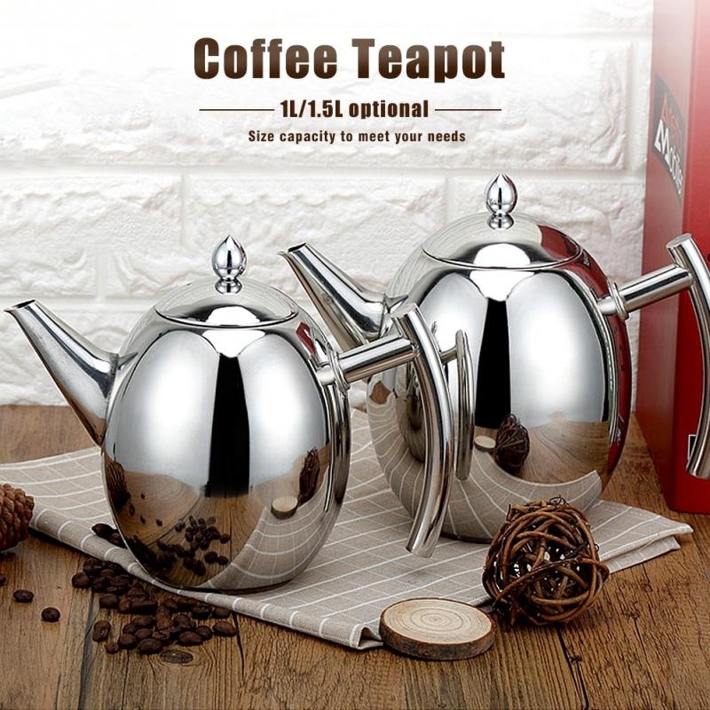 1L/1.5L Rvs Koffie Thee Pot Zeef Filter Infuser Water Ketel Koffie Kruik Coffeeware Tool